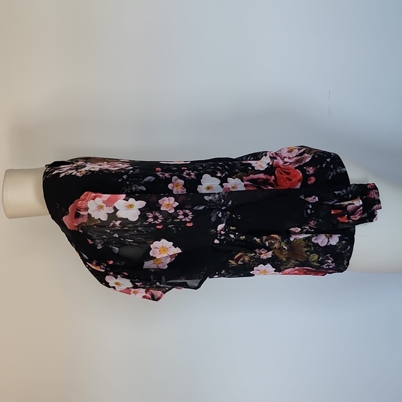 Thalia Sodi black floral mesh top-M - Picture 4 of 8